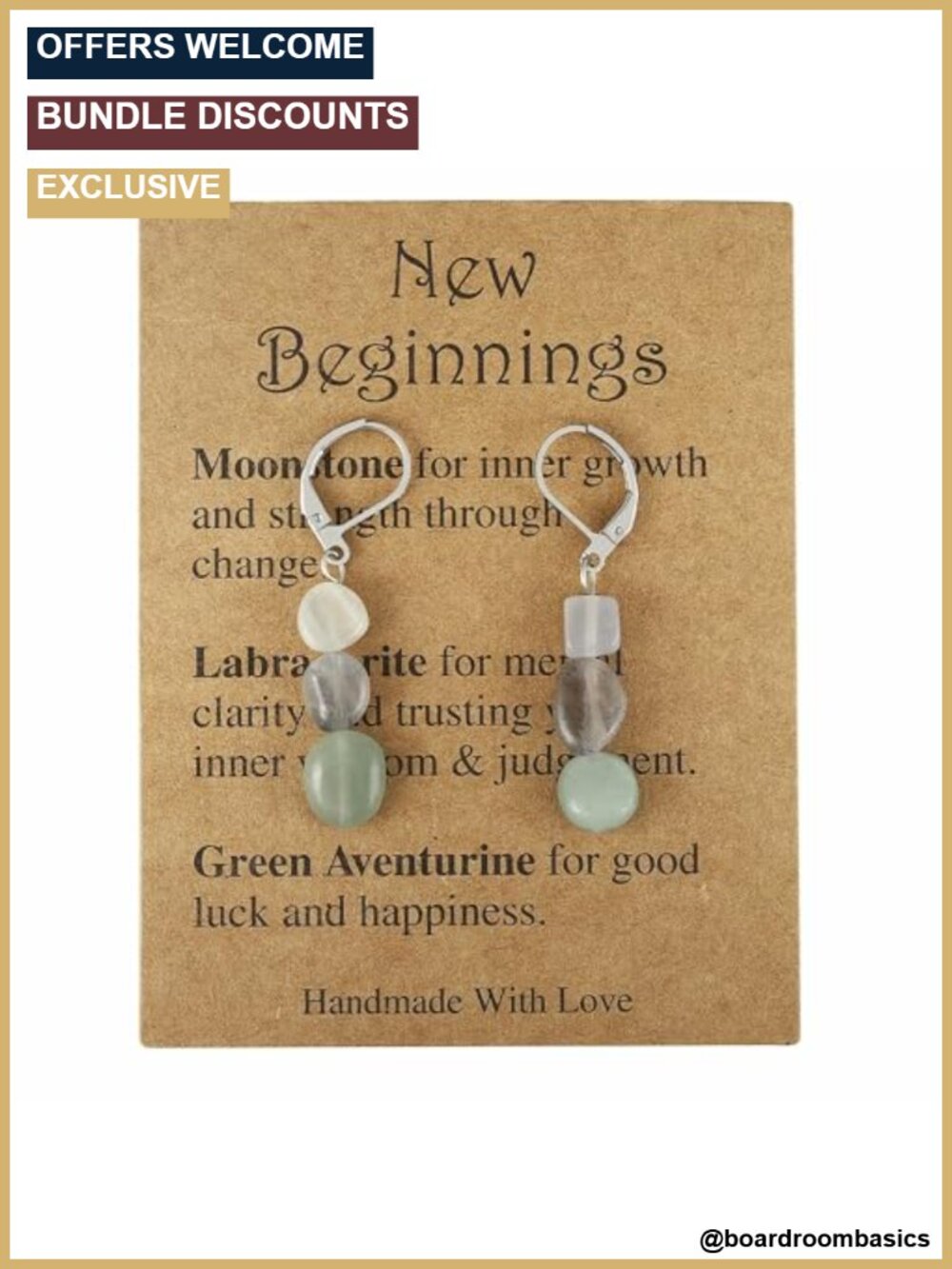 Crystal Drop Dangle Earrings Stainless Steel Asymmetry Healing Jewelry Gift
